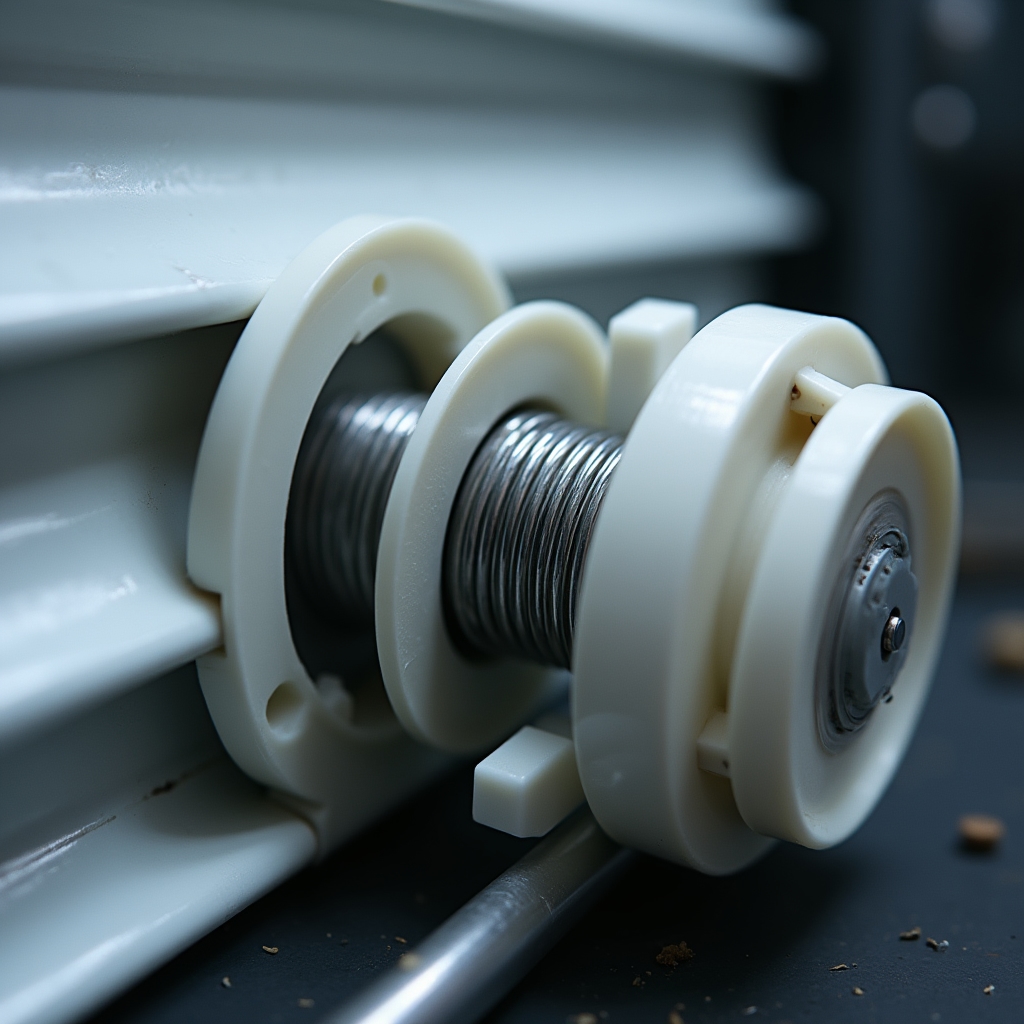 Dettaglio meccanismo interno di avvolgibile con rullo e molla