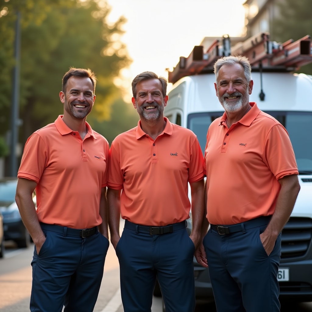 Team di tecnici Konmanarcap in divisa davanti al furgone attrezzato